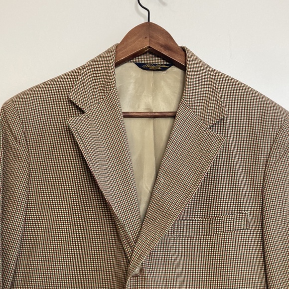 Brooks Brothers Sport Coat Mens 39S Tan Red Green Check Blazer Made in USA - Picture 4 of 15